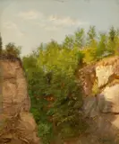 Louis Eysen, Bewaldete Schlucht, Öl auf Leinwand auf Pappe