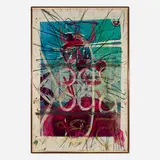 Oscar Murillo, Untitled (la era de la sinceridad), 2013, oil, oil stick, screenprint in colors, aluminum foil, dirt on paper in artist's frame