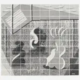 David Hockney, Trio, 1989, fax print of a facsimile drawing in 96 parts