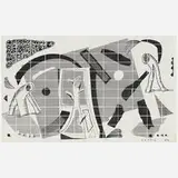 David Hockney, Tennis, 1989, fax print of a facsimile drawing in 144 parts