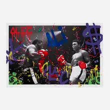 Alec Monopoly, The Greatest of All Time III (unique), 2022, lithograph and screenprint in colors with mixed media