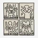 Keith Haring, Untitled (four works from the Keith Haring: Tony Shafrazi catalogue), 1982, offset lithograph