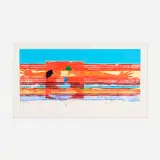 James Rosenquist, Window Washer Glass House, 1978, intaglio in colors and relief print with embossing and hand-coloring applied with a rubber tire on Pescia Italia