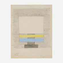 Geometric Composition by Burgoyne Diller, 1963, graphite and crayon on paper, offered Aug 2023