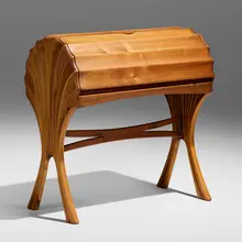 Arthur Espenet Carpenter, Rare Shell desk, c. 1975, walnut, maple