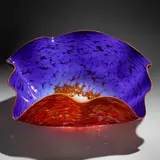 Blue Macchia with Yellow Lip Wrap by Dale Chihuly, 1996, hand-blown glass, sold Jan 2023