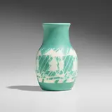 Overbeck Pottery, Fine vase with figures in the rain, c. 1920, glazed earthenware