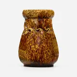 Tall vase by George E. Ohr, 1897-1900, glazed earthenware, sold Jan 2023