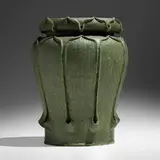 Rare vase, model 84 by George P. Kendrick for Grueby Faience Company, 1898-1910, glazed earthenware, sold Jan 2023