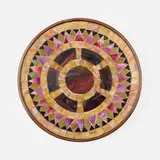 Mosaic trivet by Tiffany Studios, c. 1910, patinated bronze, Favrile glass, sold Jan 2023