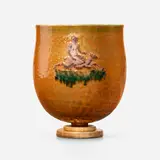 Jean Mayodon, Coupe, c. 1950, glazed and gilt stoneware