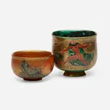 Jean Mayodon, Bowls, set of two, 1947, glazed and gilt stoneware