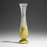 Daum, Tall vase with angel trumpets, c. 1900, acid-etched, enameled, and gilt cameo glass