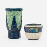 August Heiligenstein and Odette Chatrousse, Vessels, set of two, c. 1935, gilt and glazed stoneware