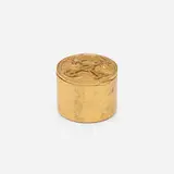 Pill box by Line Vautrin, gilt bronze, cork, glass, sold Aug 2025