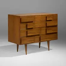 Cabinet by Gio Ponti, c. 1950, walnut, sold Aug 2025