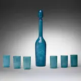 Venini, Mezza Filigrana bottle with stopper and glasses, set of six