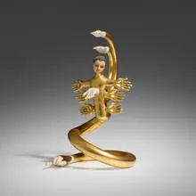 Untitled (Sculpture) by Pedro Friedeberg, c. 1975, gilt and painted wood, sold Aug 2025