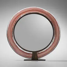 Flavio Poli, Tabletop mirror, c. 1938, hand-blown glass, brass, mirrored glass
