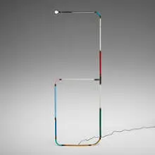 Andy Coolquitt, JSUT, 2007, painted steel, chrome-plated steel, brass, light bulb