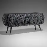 James Bearden, Anemone cabinet, 2025, plasma-carved steel with metallic polywash and sterling finish