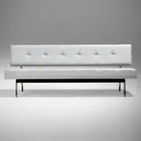 Gianfranco Frattini, Sofa, model 872, c. 1958, upholstery, enameled steel, walnut