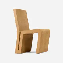 Dining chair by Frank Gehry, c. 1973, laminated cardboard, Masonite, sold Aug 2025