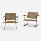 Jens Quistgaard, Stokke lounge chairs, pair, c. 1965, rosewood, leather, chrome-plated steel