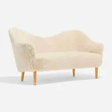 Carl Malmsten, Sofa, c. 1950, beech, sheepskin