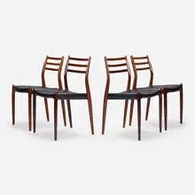Niels O. Møller, Dining chairs, set of four, rosewood, vinyl
