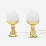 Hans Agne Jakobsson, Table lamps, pair, frosted glass, brass
