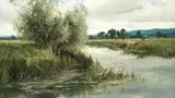 Henry John Kinnaird, On the River Lea near Hertford, oil on canvas