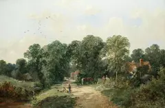 An old country lane by Edwin L. Meadows, oil on canvas, sold May 2017