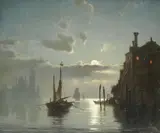 Carl, Venetian scene at moonlight, oil on canavs