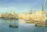 Luigi Premazzi, The harbour, watercolour