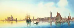 Umberto Ongania, The lagoon Venice, watercolour