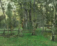 Pierre Ernest Prins, 'Clairiére au soleil couchant', oil on canvas