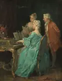 Luigi G Boldero, The piano lesson; The connoisseurs,  a pair, oil on canvas laid down on board