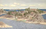 Oskar Bergman, Archipelago, watercolour