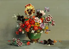 Still life of flowers by Laurence Biddle, oil on canvas, sold May 2017
