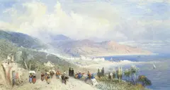 William Evans, Naples, a view looking over the bay from Posilippo, watercolour heightened with bodycolour