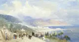 William Evans, Naples, a view looking over the bay from Posilippo, watercolour heightened with bodycolour