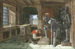 Samuel Rayner, The armourer's workshop, Haddon Hall, Derbyshire, watercolour