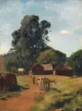 Frans Oerder, Transvaal farm scene, oil on canvas