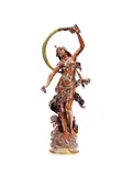 Louis August Moreau, red brown patinated bronze figure of 'Nuit D'ete', brown patinated bronze