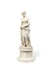 Pasquale Romanelli, sculpted white marble figure of a classical maiden, possibly allegorical of Summer, marble