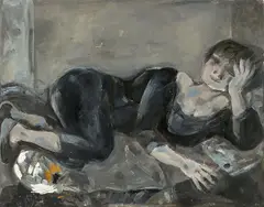 Herbert Kitzel, Liegende (Mareille), 1957, Öl auf Hartfaser