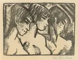 Otto Mueller, Drei Mädchen im Profil (Drei Mädchenköpfe), 1921, Lithografie auf Van-Gelder-Bütten