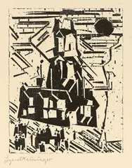 Rathausplatz by Lyonel Feininger, 1918, Holzschnitt auf Velin, sold May 2019