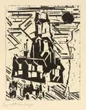 Lyonel Feininger, Rathausplatz, 1918, Holzschnitt auf Velin